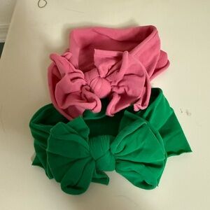 Baby Bling Pink and Green Big Bow Headbands